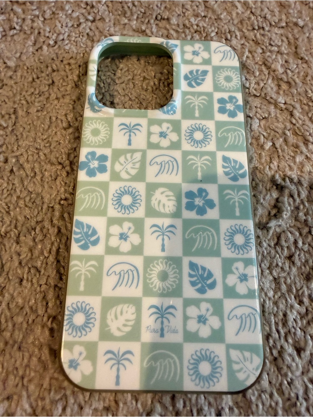 Aqua & White Tropical Pattern Phone Case